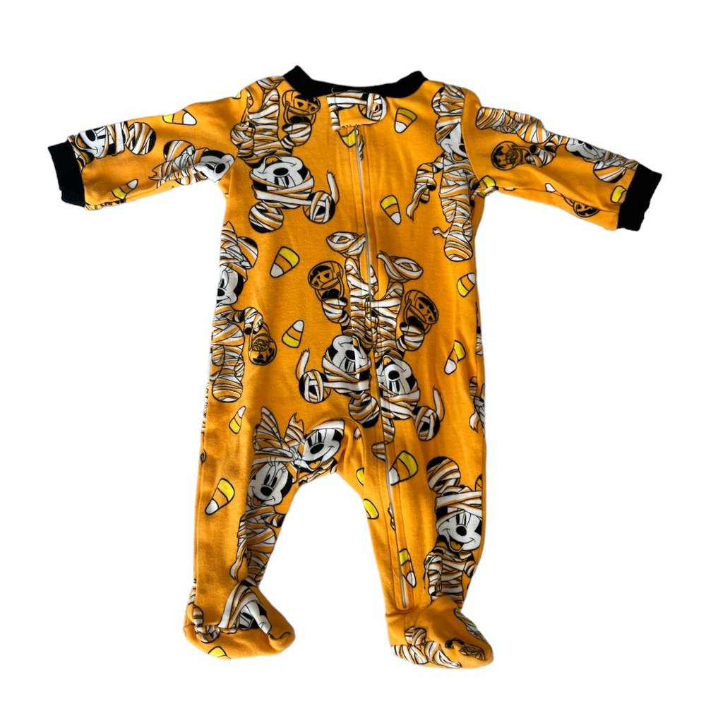 🎃Mickey Mouse Disney Halloween Footed Pajamas Size 0/3 M Months 100% Cotton